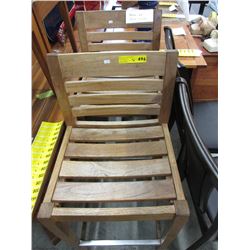 Pair of 30" teak bar stools with backs - used