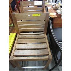 Pair of 30" teak bar stools with backs - used