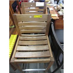 Pair of 30" teak bar stools with backs - used