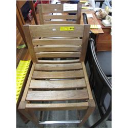 Pair of 30" teak bar stools with backs - used