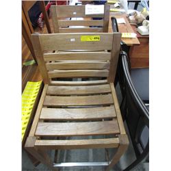 Pair of 30" teak bar stools with backs - used