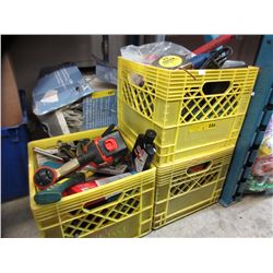 3 Milk crates full of used tools