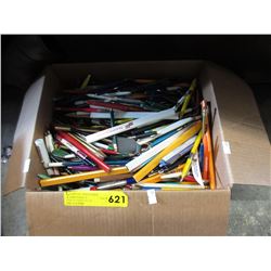 Large box of used pen & pencils