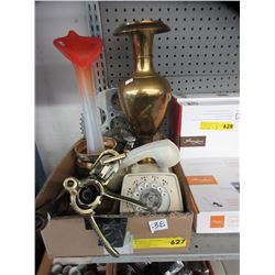 Vintage dial telephone, brass vase & more