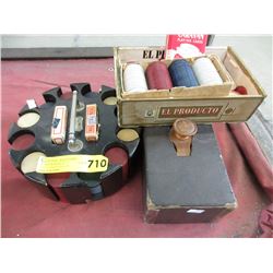 Vintage poker chip holders with chips