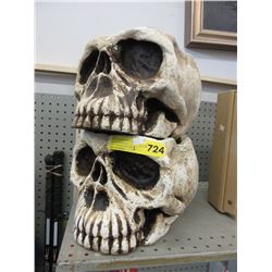 2 Cement skull bowls