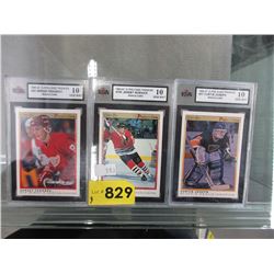 3 Graded 1990-91 hockey cards