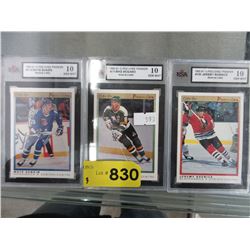 3 Graded 1990-91 hockey cards
