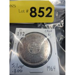 1964 Canadian Silver Dollar Coin