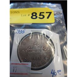 1935 Canadian Silver Dollar Coin