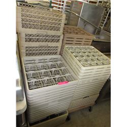 4 Stacks of commercial dish trays - some glasses