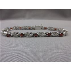 6 CTW Oval Garnet & Diamond Tennis Bracelet