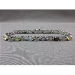 Multi-Gemstone & Diamond Crossover Link Bracelet