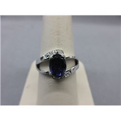 1.75 CT Oval Amethyst Ring set with 2 Diamonds