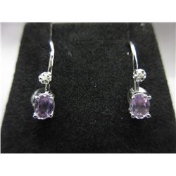 New - Amethyst & Diamond Lever Back Earrings