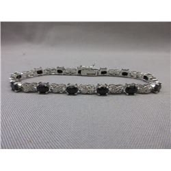 6+ CTW Black Sapphire & Diamond Tennis Bracelet