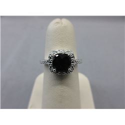 Square Checkerboard Garnet Solitaire Ring