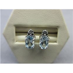 New - Blue Topaz Earrings set with Diamonds