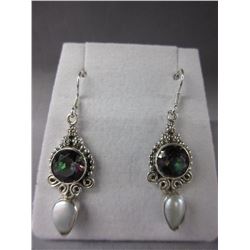 New - Mystic Topaz & Pearl Dangle Earrings