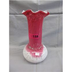 Pink & White art glass vase