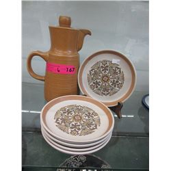 Vintage coffee pot & Denby plates