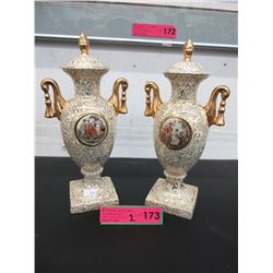 Pair of "Empire" English urns