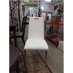 NEW - White dining chair with chrome legs