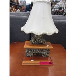 Electric "Stone Fireplace" lamp with shade