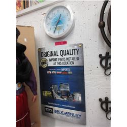 "Beck Arnley" clock & advertising sign
