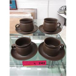 4 Denby cups with saucers