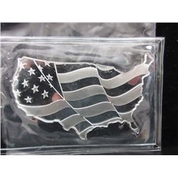 5 Troy Oz. .999 Silver Bar -  USA Shape with Flag Design