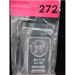 5 Troy Oz. 2015 "Sunshine Minting" .999 Silver Bar