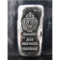 100 Gram "Scottsdale Mint" - .999 Silver Loaf Bar