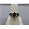 Image 1 : Ruby and Diamond Ring - Sterling Silver Setting