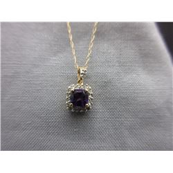 14KT Gold Diamond & Amethyst Necklace