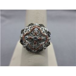 Diamond-Set Stylized Flower Motif Ring
