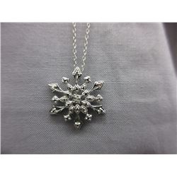 Diamond-Set Sterling Silver "Snowflake" necklace