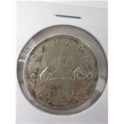 1962 Canadian Silver "Canoe" Dollar Coin