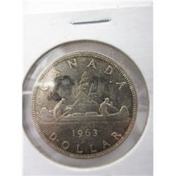 1963 Canadian Silver "Canoe" Dollar Coin