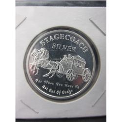 1 Troy Oz. - Stagecoach motif Silver Art Round