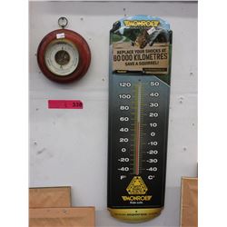 "Monroe" advertising thermometer & wood barometer