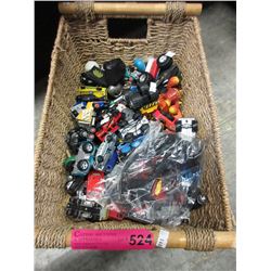 Basket full of used cars - some die-cast