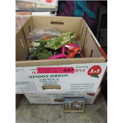 Box of used toys & new souvenir goods