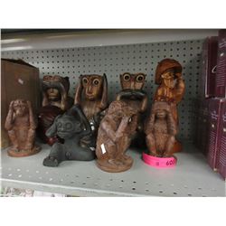 10 Statuettes made from assorted materials