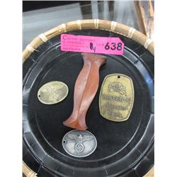 3 Metal disks with Nazi logos & a wood handle