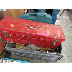 Tote of used tools & tool box