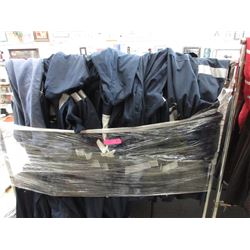 Rack of overalls with reflective stripes