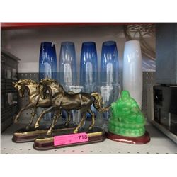 Glass vases and resin statuettes