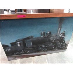 Train art on chalkboard