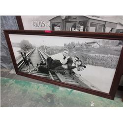 Wood framed print of a vintage image